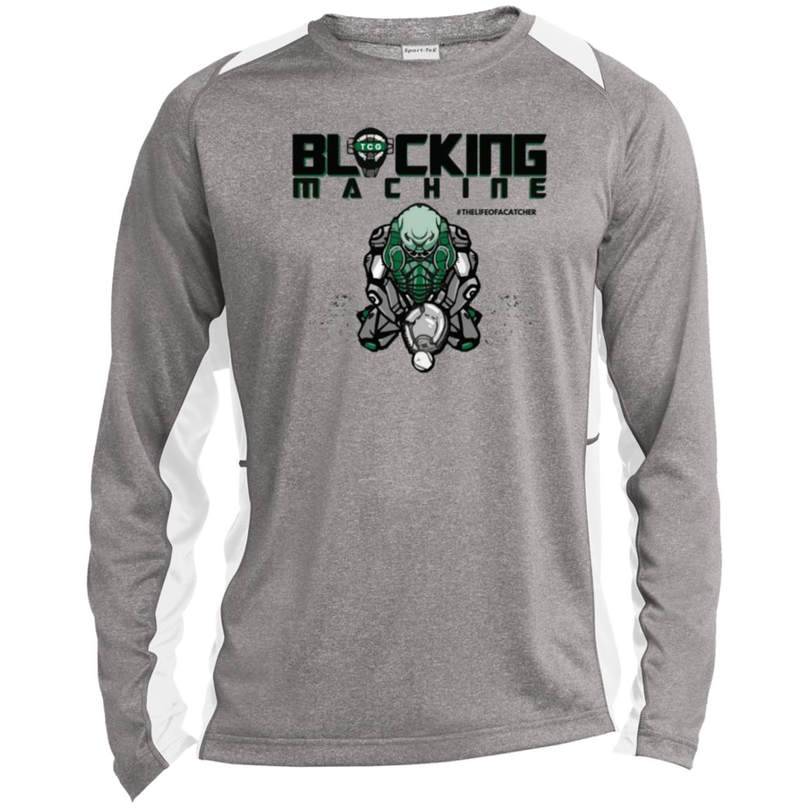 Unisex Colorblock Performance Long Sleeve T-Shirt - Vintage Heather/White