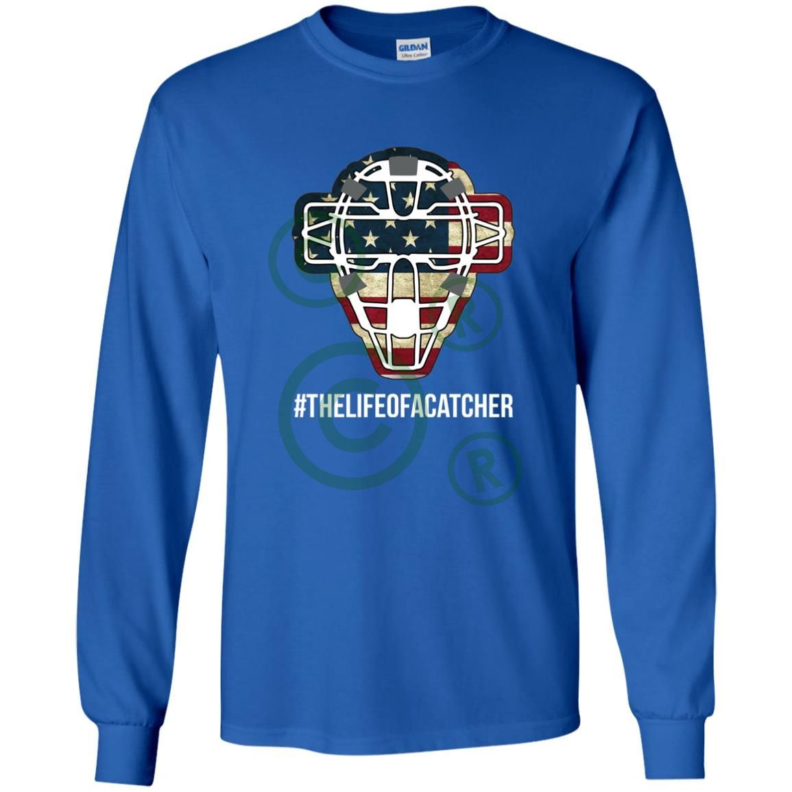 The-Catching-Guy-catcher-logo-long-sleeve-tee-blue-flag