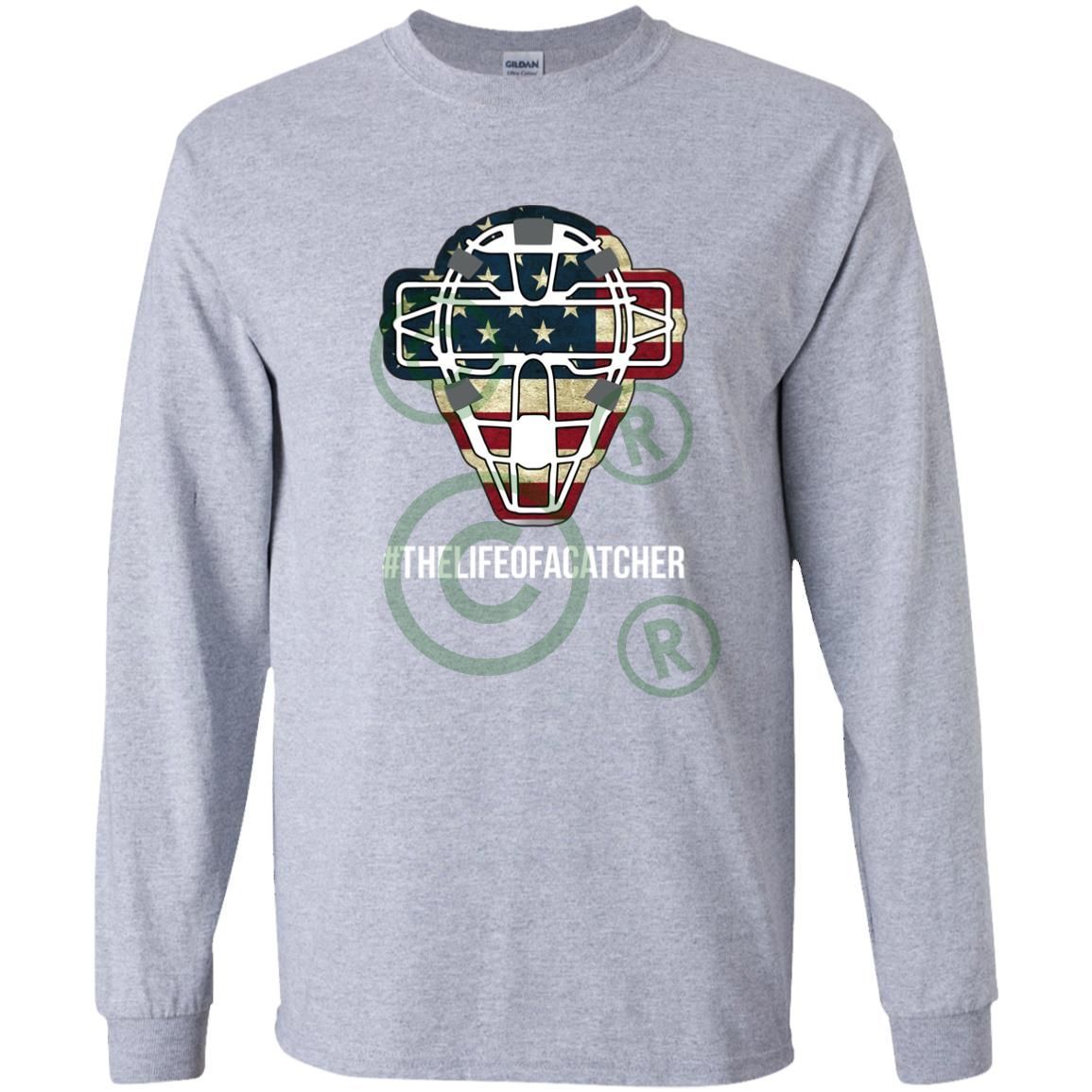 The-Catching-Guy-catcher-logo-long-sleeve-tee-heather-grey-flag