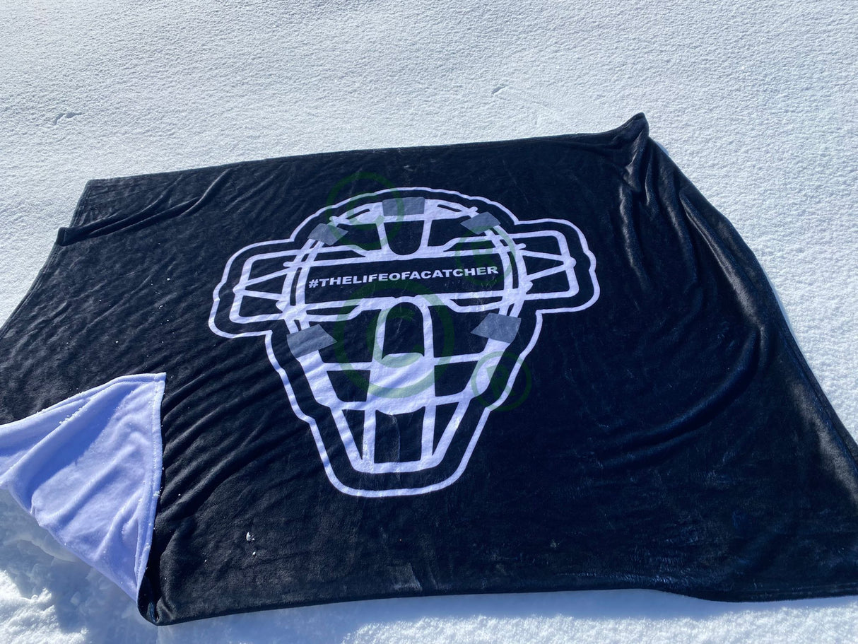 The-Catching-Guy-logo-Catcher-Face-Mask-blanket-black