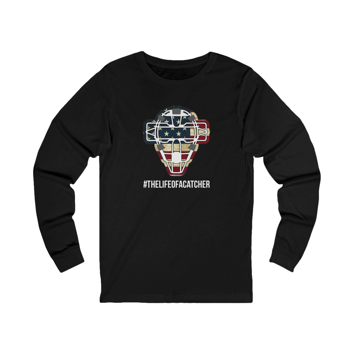 American Flag Mask Unisex Jersey Long Sleeve Tee - Black