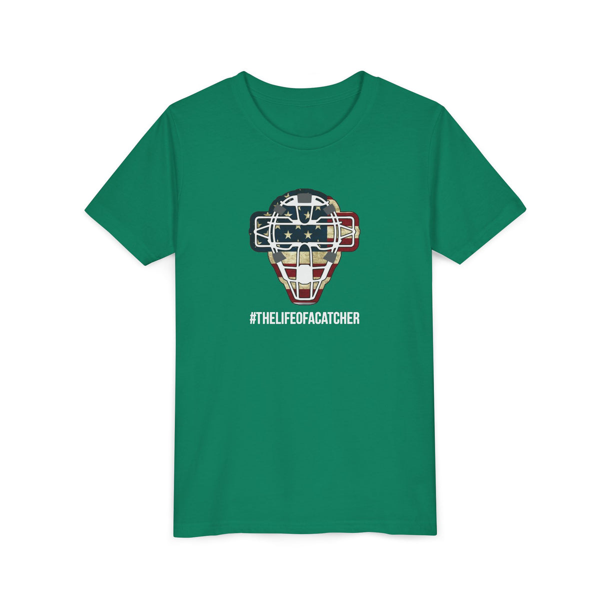 American Flag Mask Youth T-Shirt - green