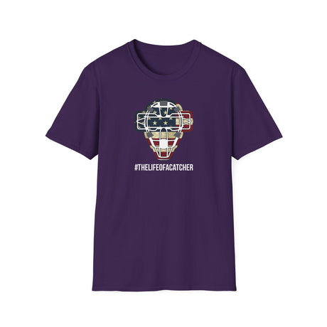 American Flag Mask Unisex T-Shirt - Purple