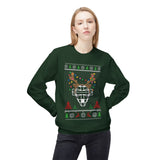 Ugly Christmas Sweater Catcher's Mask Reindeer Unisex Sweatshirt - Forest Green Full