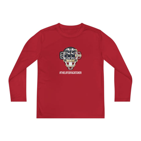 American Flag Mask Youth Long Sleeve T-Shirt - Red