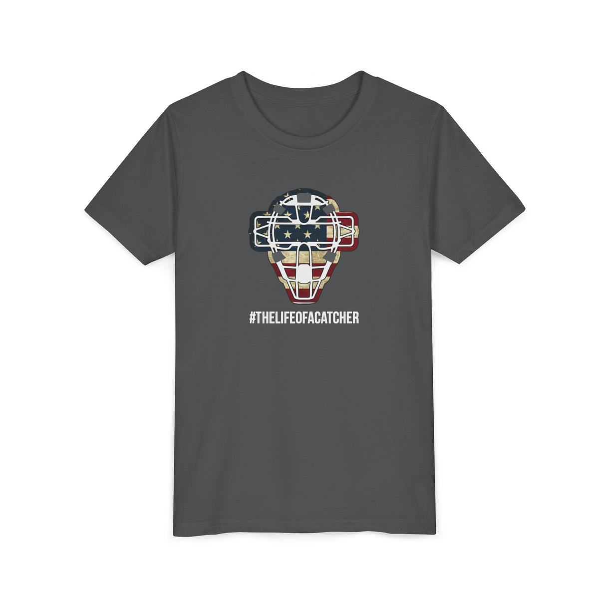 American Flag Mask Youth T-Shirt - Charcoal