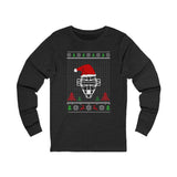 Ugly Christmas Sweater Catcher's Mask Santa Hat Unisex Jersey Long Sleeve Tee - Heather Charcoal Grey