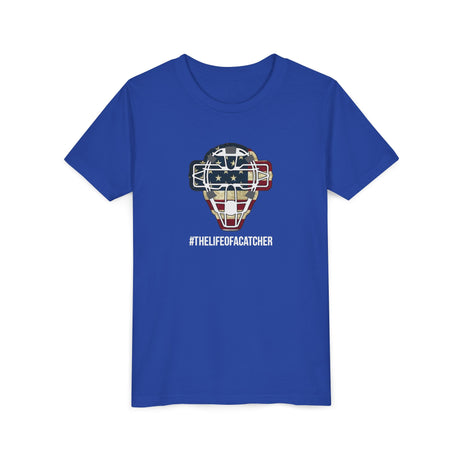 American Flag Mask Youth T-Shirt - Royal