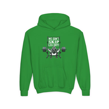 We Don't Skip Leg Day Youth Hoodie Irish Green