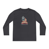 American Flag Catcher Youth Long Sleeve T-Shirt - Charcoal