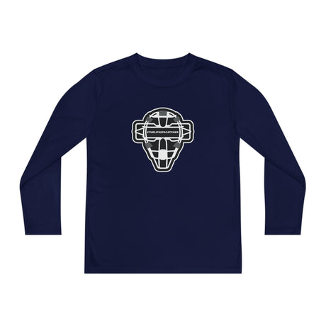 The Catching Guy Logo Mask Youth Long Sleeve T-Shirt - Navy