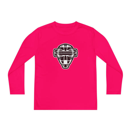 The Catching Guy Logo Mask Youth Long Sleeve T-Shirt - Pink Raspberry