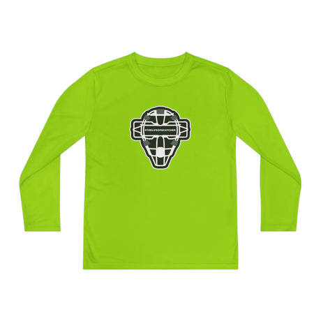 The Catching Guy Logo Mask Youth Long Sleeve T-Shirt - Lime Shock