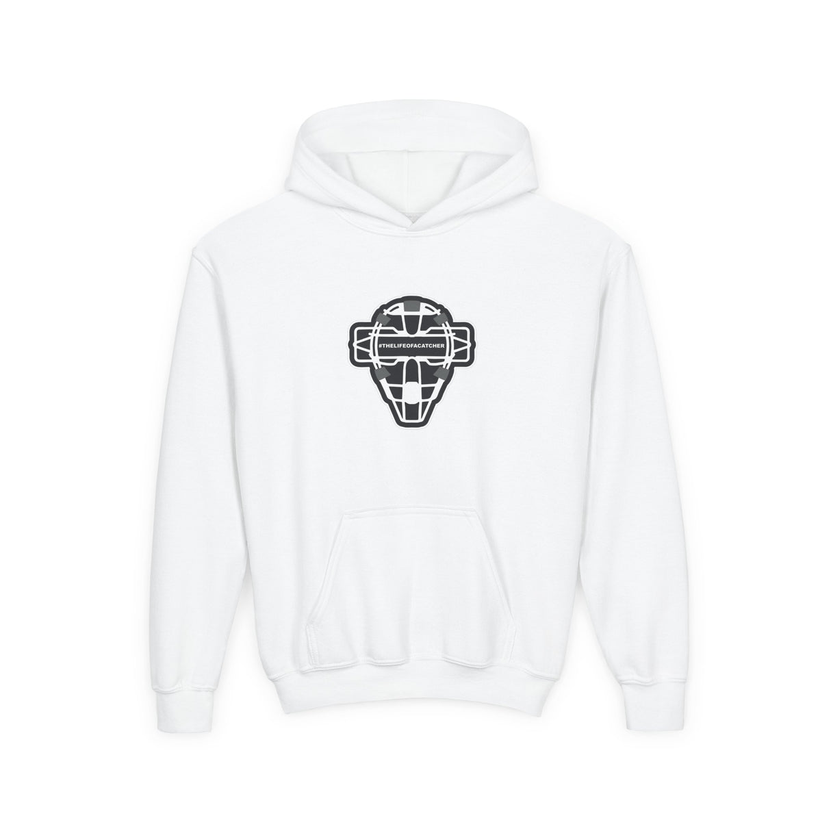 The Catching Guy Logo Mask Youth Hoodie white