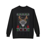 Ugly Christmas Sweater Catcher's Mask Reindeer Unisex Sweatshirt - Black Front