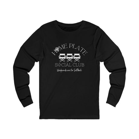 Home Plate Social Club Softball Unisex Jersey Long Sleeve Tee - Black Front
