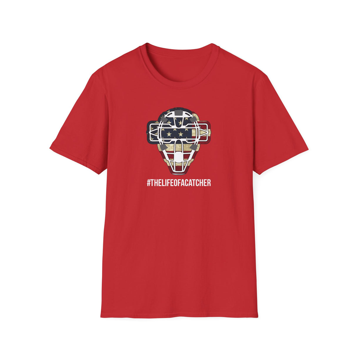 American Flag Mask Unisex T-Shirt - Red