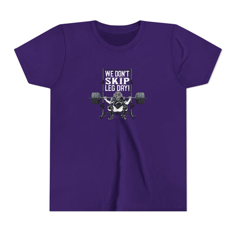 We Don't Skip Leg Day Youth T-Shirt - Team purple