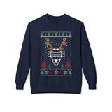 Ugly Christmas Sweater Catcher's Mask Reindeer Unisex Sweatshirt - Navy