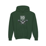 We Don't Skip Leg Day Youth Hoodie Forest Green