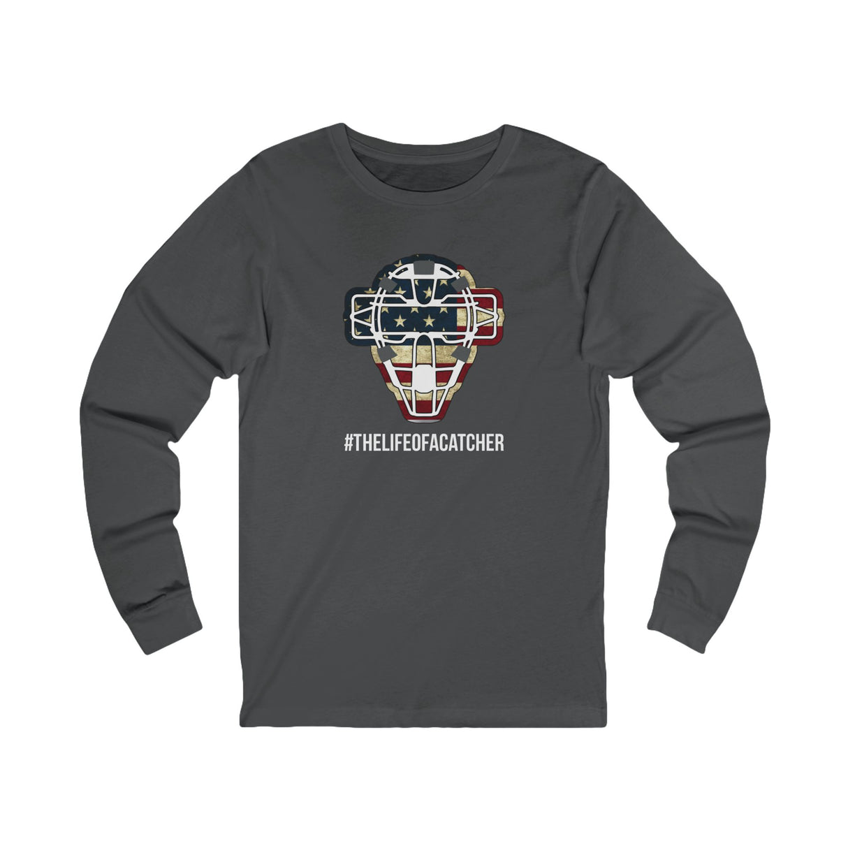 American Flag Mask Unisex Jersey Long Sleeve Tee - Charcoal Grey