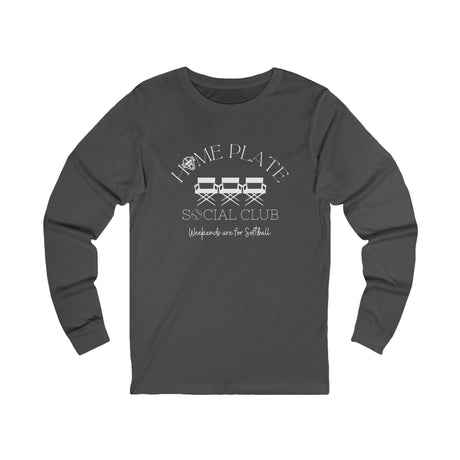 Home Plate Social Club Softball Unisex Jersey Long Sleeve Tee - Charcoal