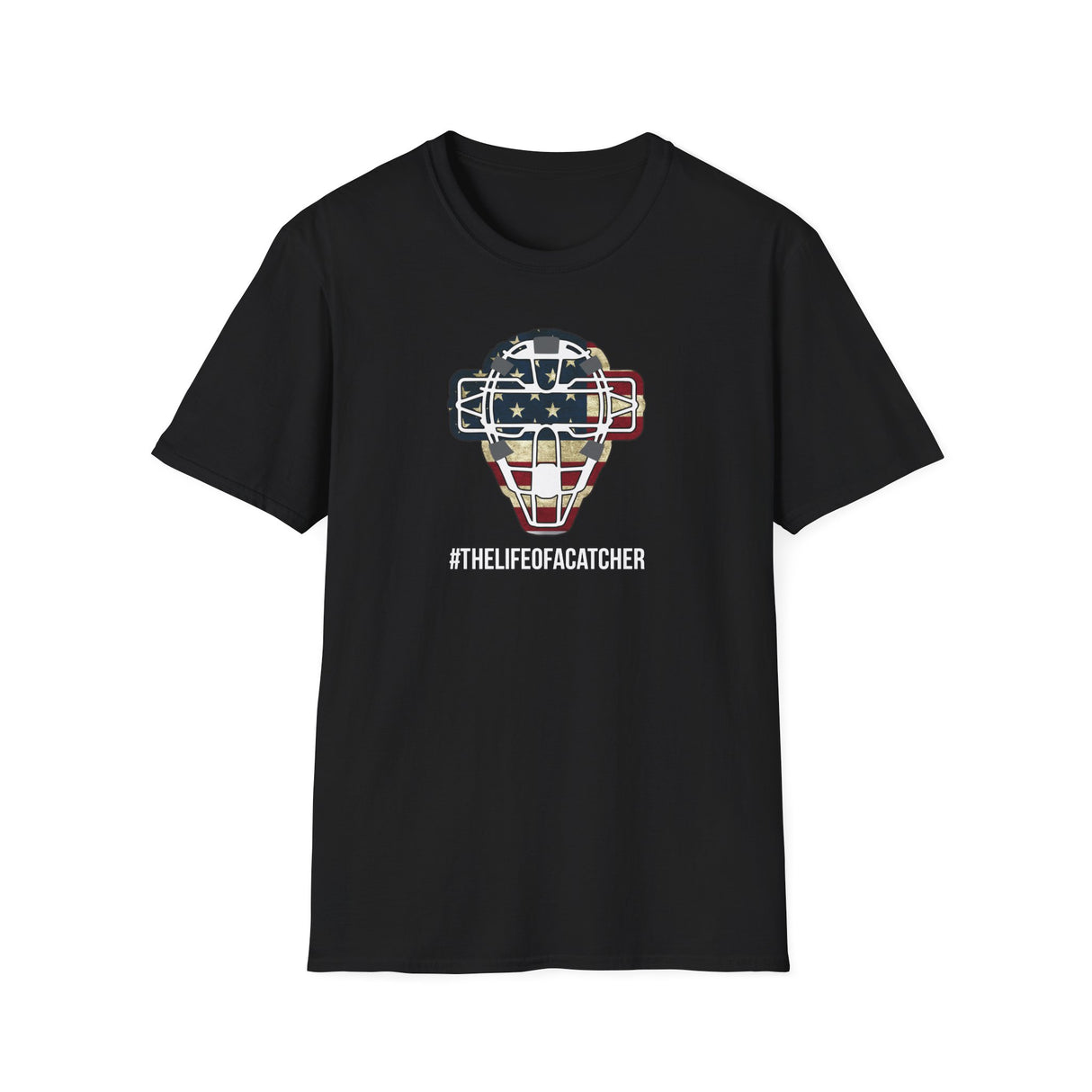 American Flag Mask Unisex T-Shirt - Black