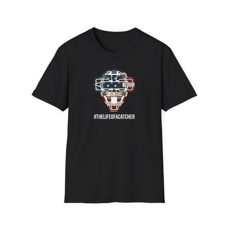 American Flag Mask Unisex T-Shirt - Black