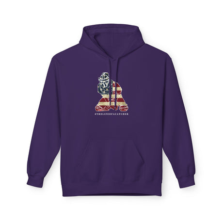 American Flag Catcher Unisex Hoodie - Purple