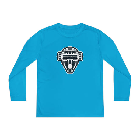 The Catching Guy Logo Mask Youth Long Sleeve T-Shirt - Atomic Blue