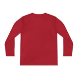 American Flag Catcher Youth Long Sleeve T-Shirt - Red Back