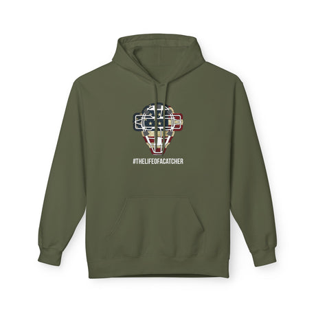 American Flag Mask Unisex Hoodie - Army Green