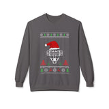 Ugly Christmas Sweater Catcher's Mask Santa Hat Unisex Sweatshirt - Charcoal 