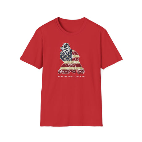American Flag Catcher Unisex T-Shirt - Red
