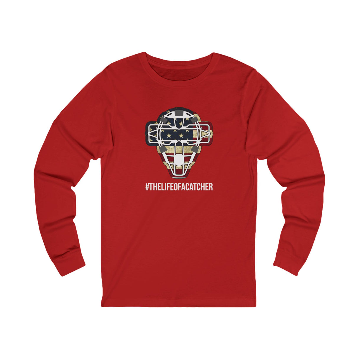 American Flag Mask Unisex Jersey Long Sleeve Tee - Red
