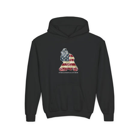 american flag catcher hoodie black