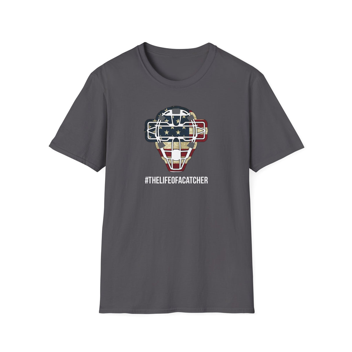 American Flag Mask Unisex T-Shirt - Charcoal