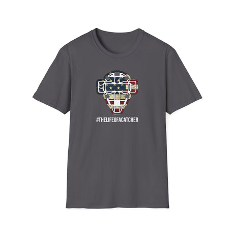 American Flag Mask Unisex T-Shirt - Charcoal