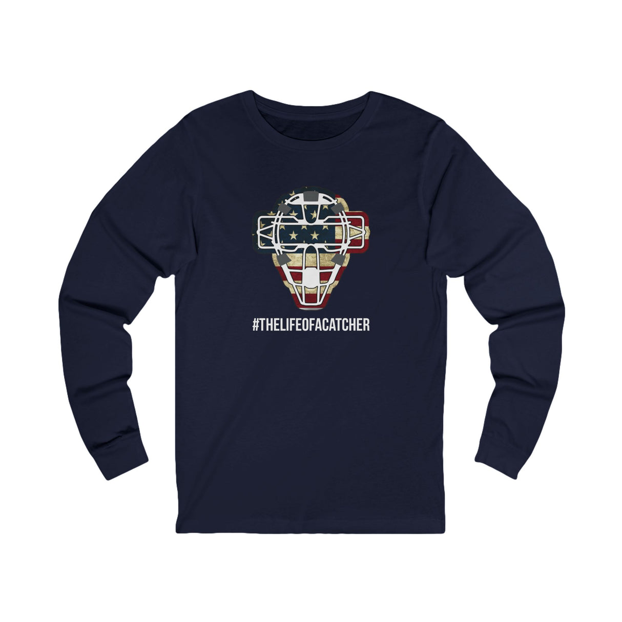 American Flag Mask Unisex Jersey Long Sleeve Tee - Navy