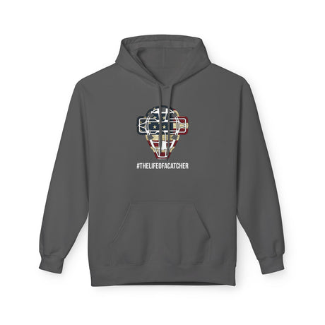 American Flag Mask Unisex Hoodie - Grey