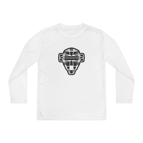 The Catching Guy Logo Mask Youth Long Sleeve T-Shirt - White