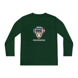 American Flag Mask Youth Long Sleeve T-Shirt - Military Green