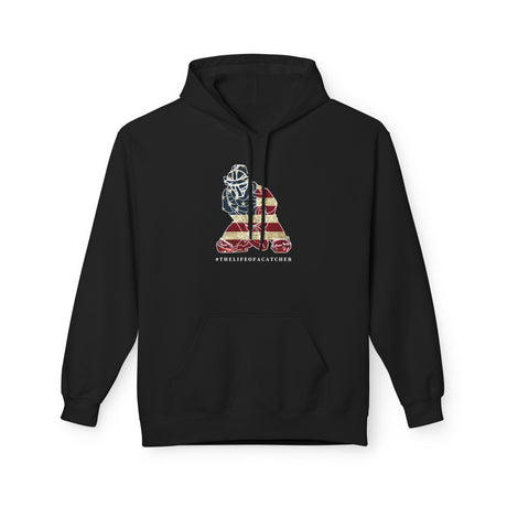 American Flag Catcher Unisex Hoodie - Black