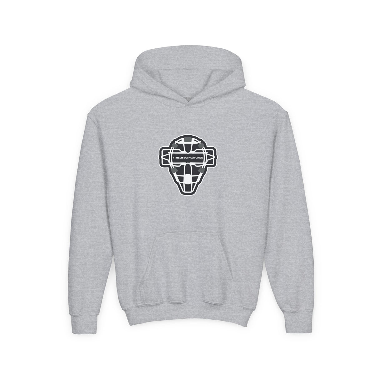The Catching Guy Logo Mask Youth Hoodie light grey