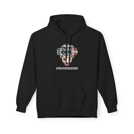 American Flag Mask Unisex Hoodie - Black