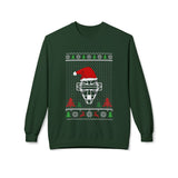 Ugly Christmas Sweater Catcher's Mask Santa Hat Unisex Sweatshirt - Forest Green
