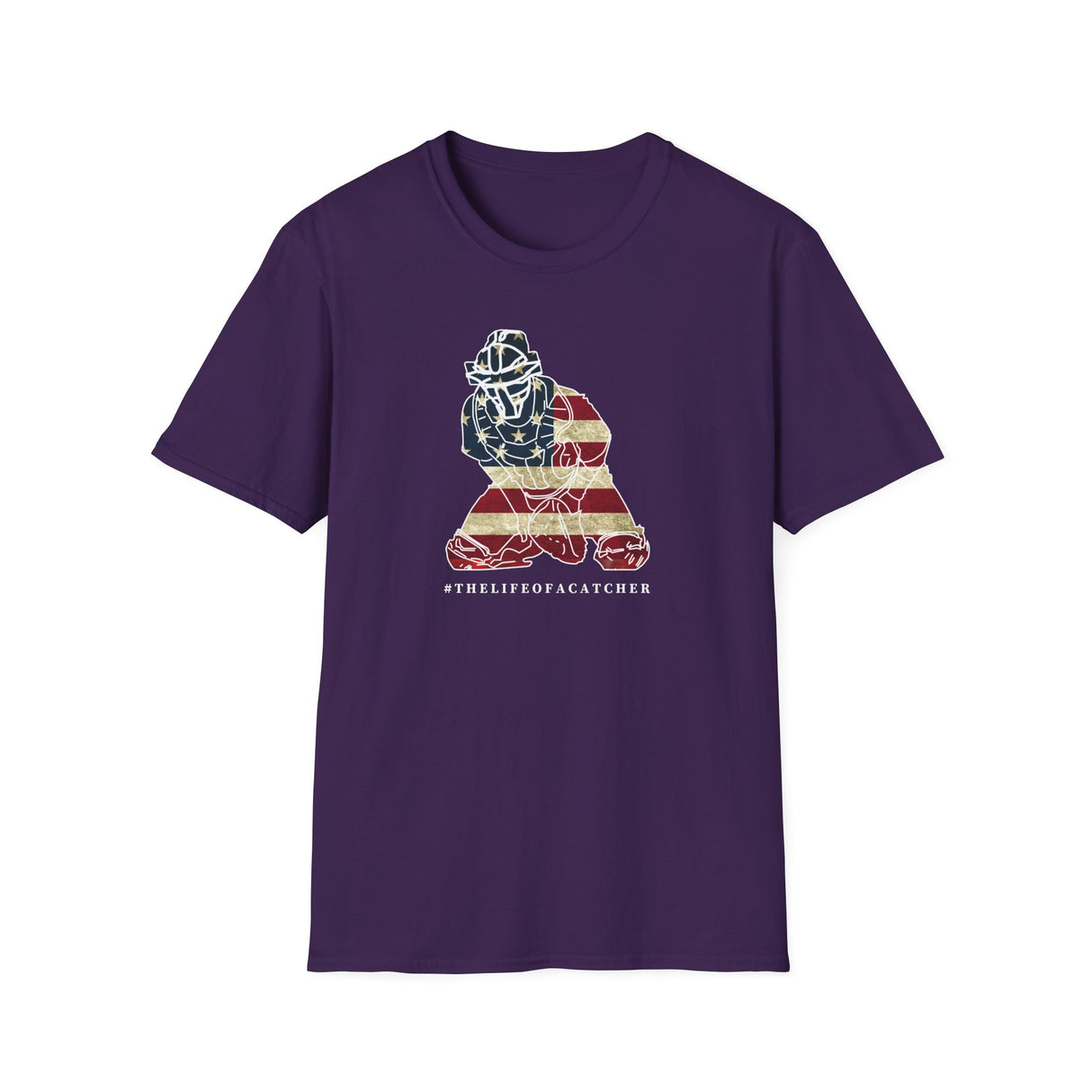American Flag Catcher Unisex T-Shirt - Purple