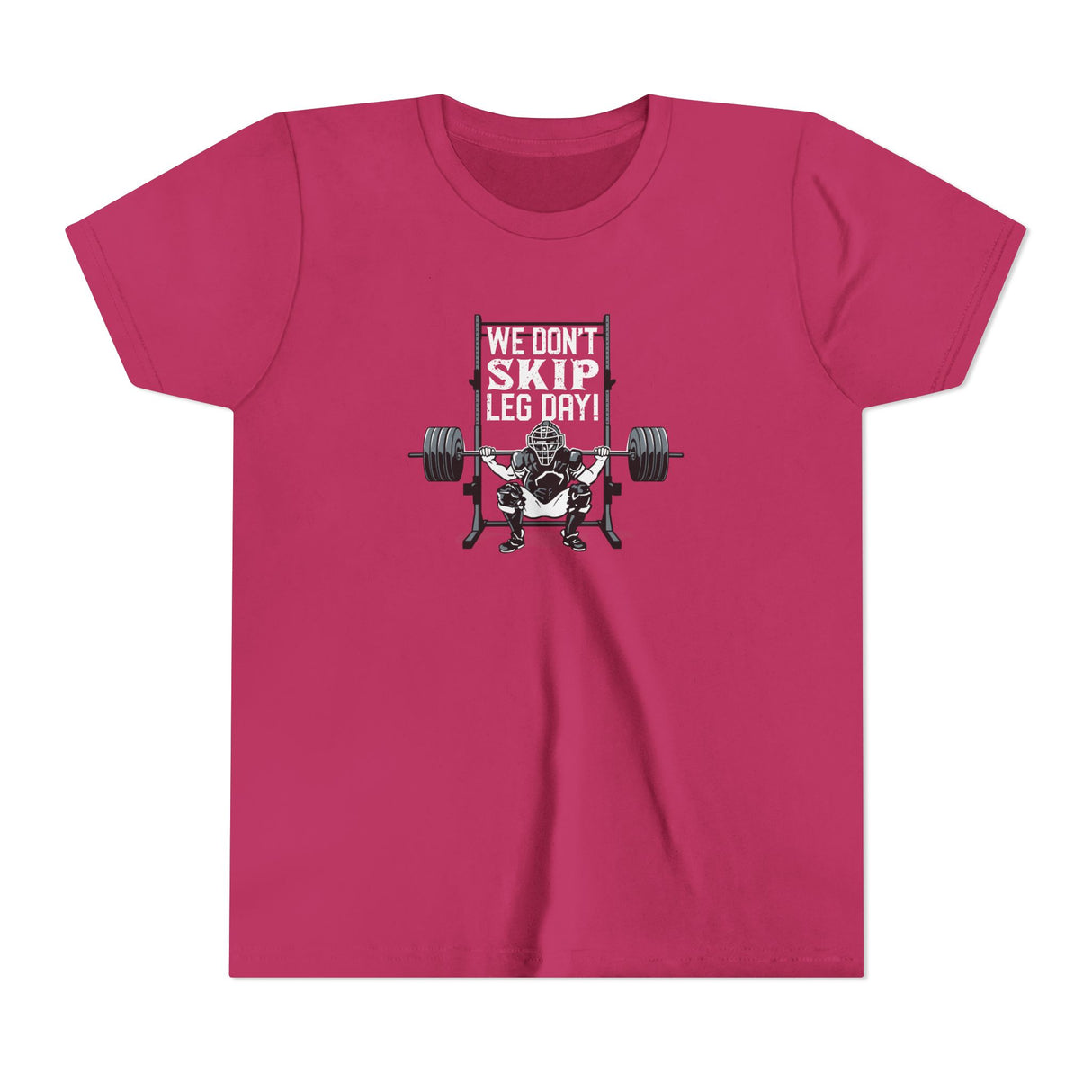 We Don't Skip Leg Day Youth T-Shirt - Berry