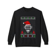 Ugly Christmas Sweater Catcher's Mask Santa Hat Unisex Sweatshirt - Black Front