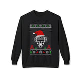Ugly Christmas Sweater Catcher's Mask Santa Hat Unisex Sweatshirt - Black Front